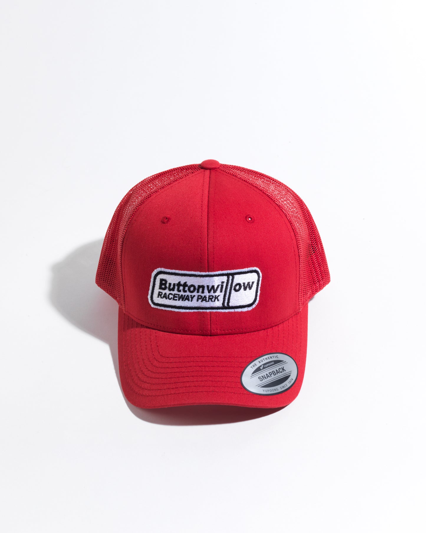 Buttonwillow Raceway Red Cap White Black Logo – Mesh Snapback