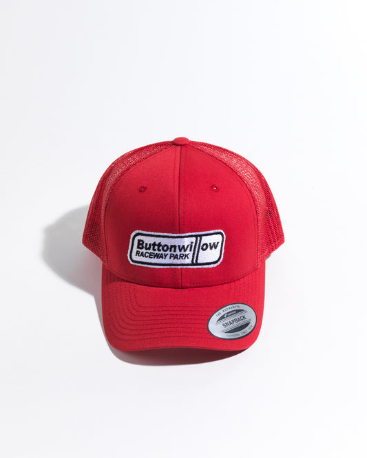 Buttonwillow Raceway Red Cap White Black Logo – Mesh Snapback