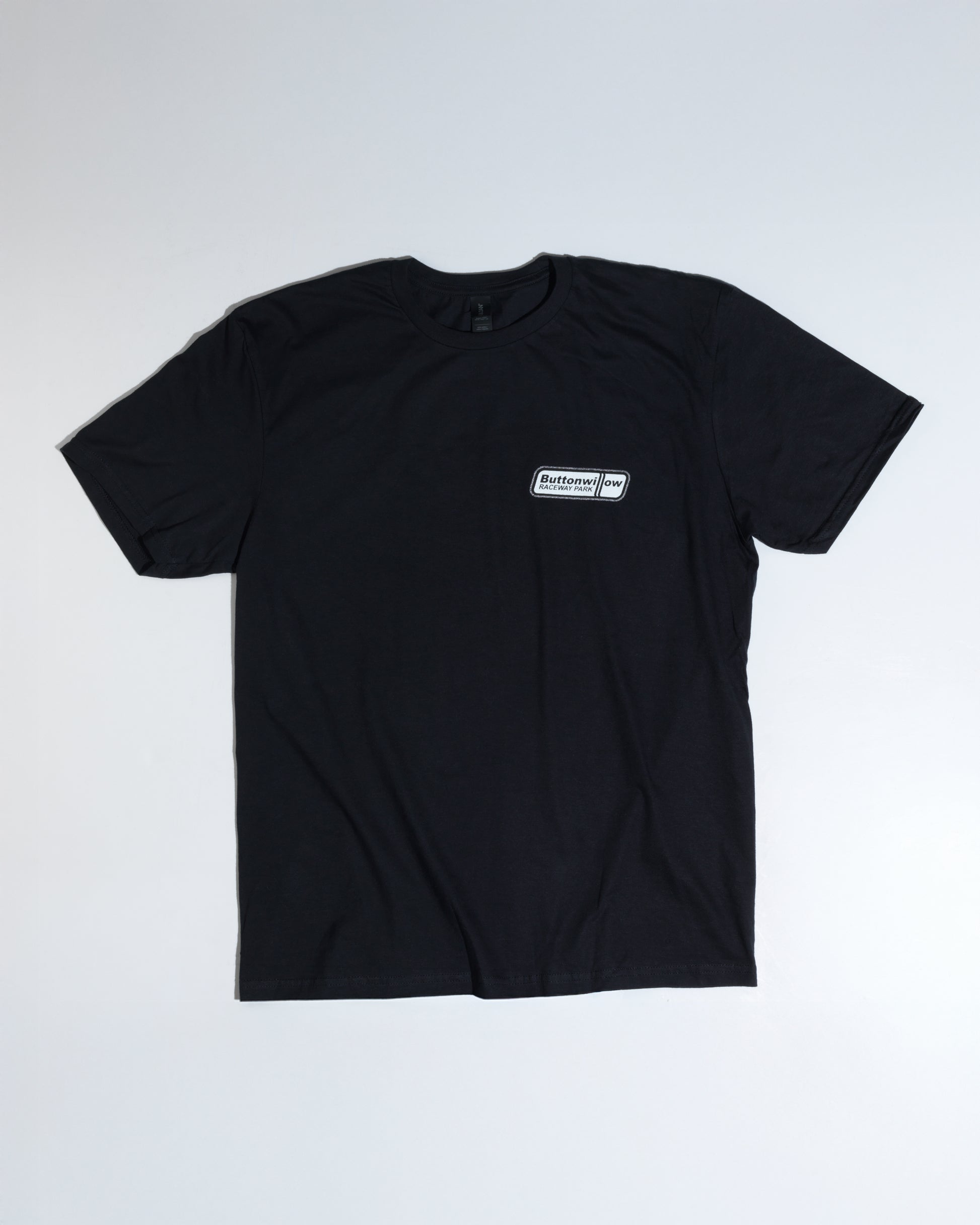 Front Buttonwillow Raceway Black “No Speed Limit” Tee – Dual Track Layout Graphic